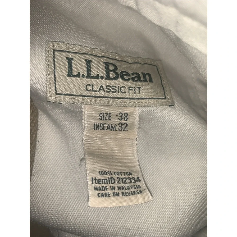 L.L Bean Classic Fit Straight Khaki Pants Men's 38x32 Cotton Beige‎ Chino